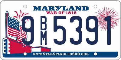 MD license plate 9BM5391