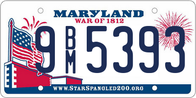 MD license plate 9BM5393