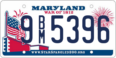 MD license plate 9BM5396