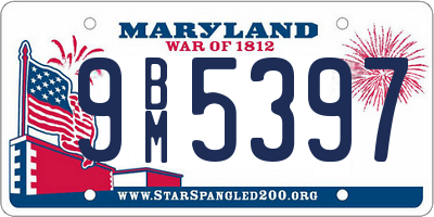 MD license plate 9BM5397