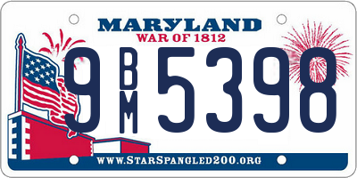 MD license plate 9BM5398