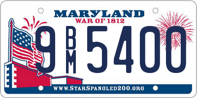 MD license plate 9BM5400