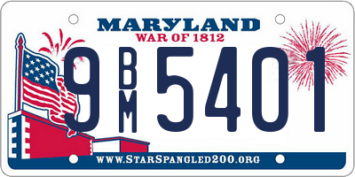 MD license plate 9BM5401