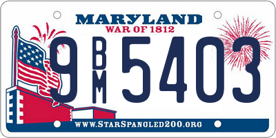 MD license plate 9BM5403