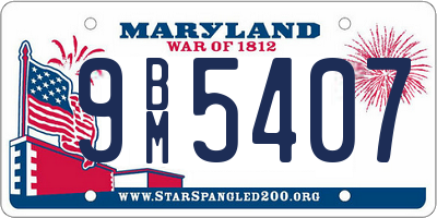 MD license plate 9BM5407