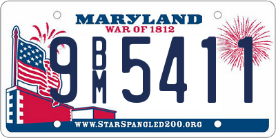 MD license plate 9BM5411