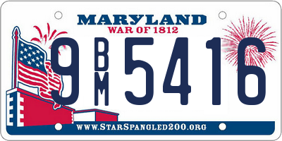 MD license plate 9BM5416