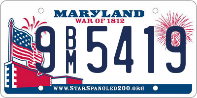 MD license plate 9BM5419