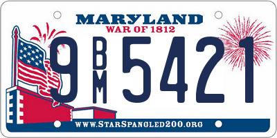 MD license plate 9BM5421