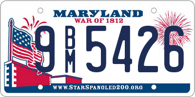 MD license plate 9BM5426