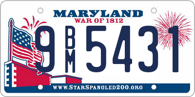 MD license plate 9BM5431