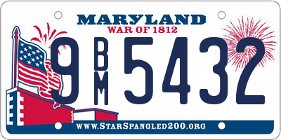 MD license plate 9BM5432