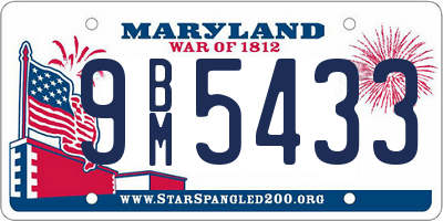 MD license plate 9BM5433