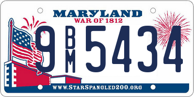 MD license plate 9BM5434