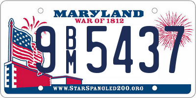 MD license plate 9BM5437