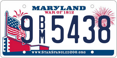 MD license plate 9BM5438