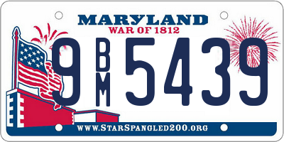 MD license plate 9BM5439