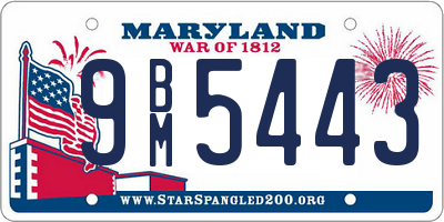 MD license plate 9BM5443