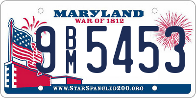 MD license plate 9BM5453