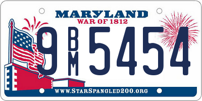 MD license plate 9BM5454