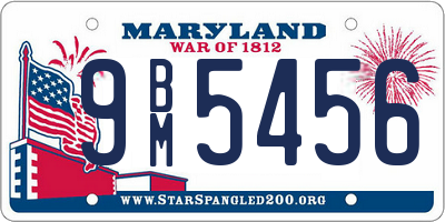 MD license plate 9BM5456