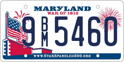 MD license plate 9BM5460