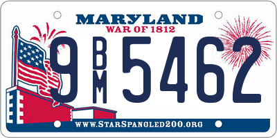 MD license plate 9BM5462