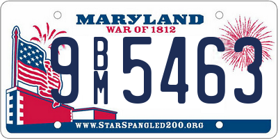 MD license plate 9BM5463