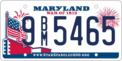 MD license plate 9BM5465