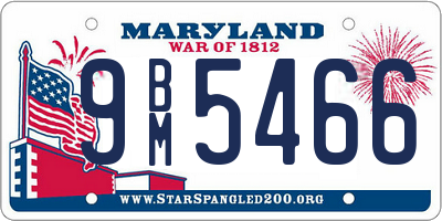 MD license plate 9BM5466