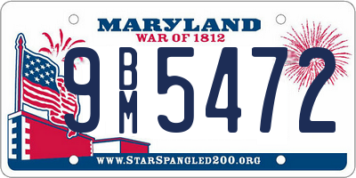 MD license plate 9BM5472