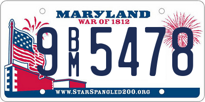 MD license plate 9BM5478