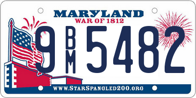 MD license plate 9BM5482