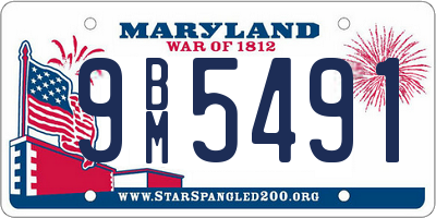 MD license plate 9BM5491