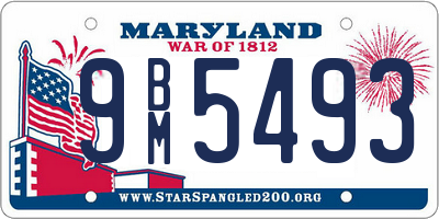 MD license plate 9BM5493