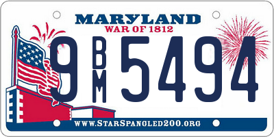 MD license plate 9BM5494