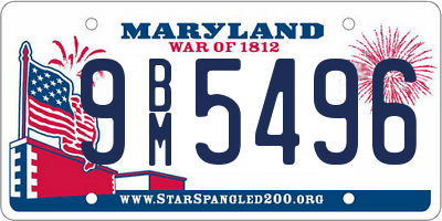 MD license plate 9BM5496