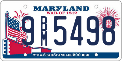 MD license plate 9BM5498