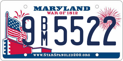 MD license plate 9BM5522