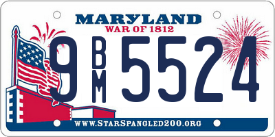 MD license plate 9BM5524