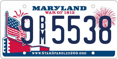 MD license plate 9BM5538