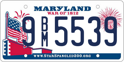 MD license plate 9BM5539