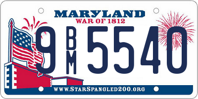 MD license plate 9BM5540