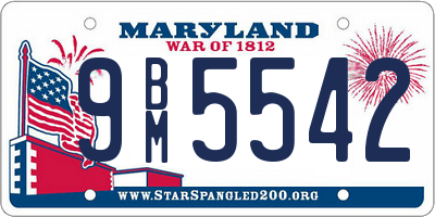 MD license plate 9BM5542