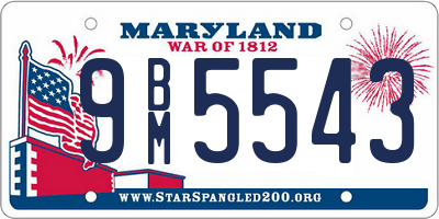 MD license plate 9BM5543