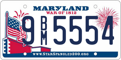 MD license plate 9BM5554
