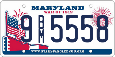 MD license plate 9BM5558