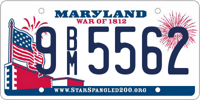 MD license plate 9BM5562