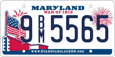 MD license plate 9BM5565