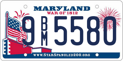 MD license plate 9BM5580